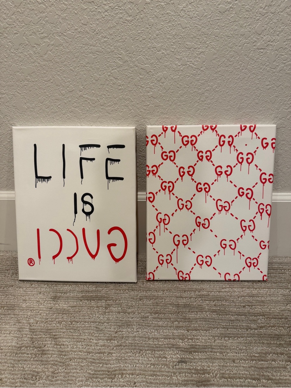 Gucci Logo Canvas Art Set of 2 Size 14x11 Inches each